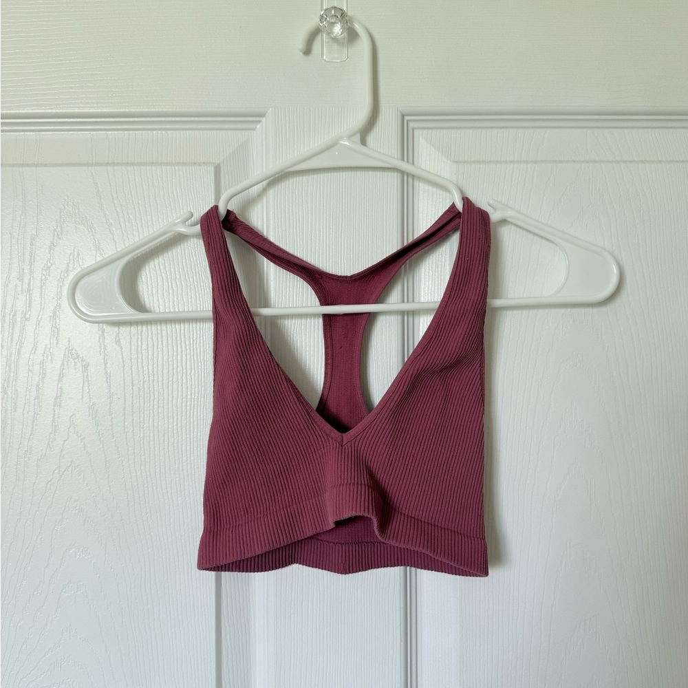 Free People Ribbed Burgundy Bralette